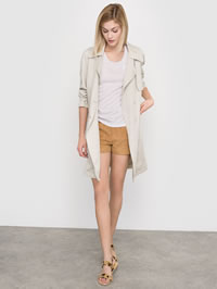 Short beige ladies trench coat