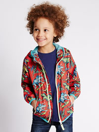 Dinosaur print hooded red boys mac from M&S