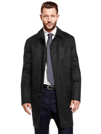 Mens long black raincoat