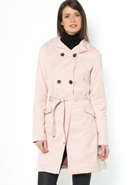 Soft pink ladies raincoat with a hood from La Redoute